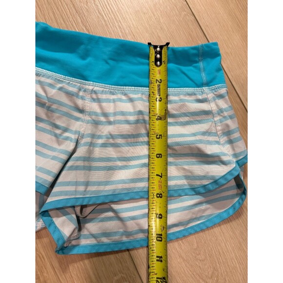 Lululemon Speed Up Short Size 8 Blue White Striped Running Gym Liner Zip Pocket - Picture 2 of 12